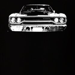 1970 Plymouth Roadrunner Grill View White Graphic Dark T Shirt