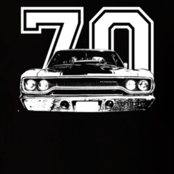 1970 Plymouth Roadrunner Grill View White Graphic With Year Dark T Shi