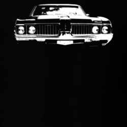 1969 Oldsmobile Cutlass Grill View White Graphic Dark T Shirt