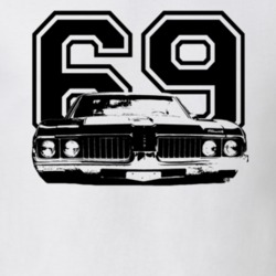 1969 Oldsmobile Cutlass Grill View-Black Graphic With Year Light T Shi