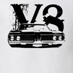 1969 Oldsmobile Cutlass-Grill View Black Graphic With V8 Light T Shirt
