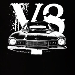 1971 MERCURY COMET Grill View White Graphic With V8 Dark T Shirt