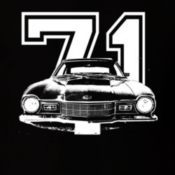 1971 MERCURY COMET Grill View White Graphic With Year Dark T Shirt