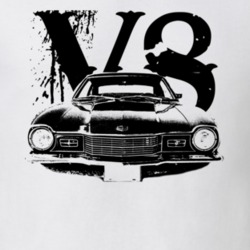 1971 MERCURY COMET-Grill View Black Graphic With V8 Light T Shirt