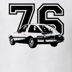 1976 AMC Pacer Rear VIew Black Graphic With Year Light T Shirt