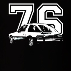 1976 AMC Pacer Side View White Graphic With Yerar Dark T Shirt