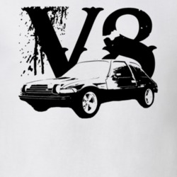 1978 AMC Pacer Side View Black Graphic With V8 Light T Shirt