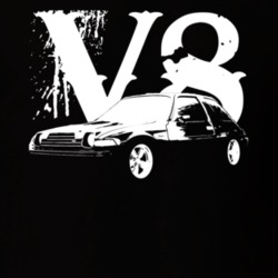 1978 AMC Pacer Side View White Graphic With V8 Dark T Shirt