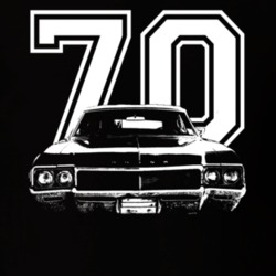 1970 Buick Skylark Grill View With Year Dark T Shirt