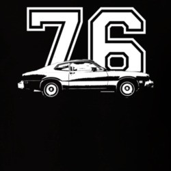 1976  MAVERICK GRABBER Side View With Year Dark Shirt