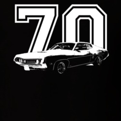 1970  TORINO COBRA  Side View With Year Dark Shirt