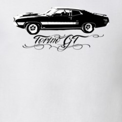 1970 Torino GT Side View With  Modle Light Shirt