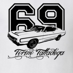 1969  TORINO  TALLADEGA Side View With Year And Model Light Shirt