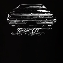 1971  TORINO GT Rear View With  Model Dark Shirt