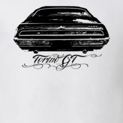 1971  TORINO GT Rear View With  Model Light Shirt