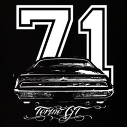 1971  TORINO GT Rear View With Year And Model Dark Shirt