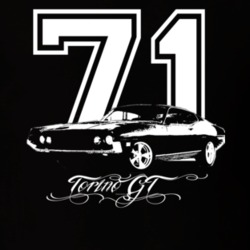 1971  TORINO GT Side View With Year And Model Dark Shirt