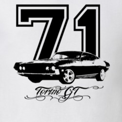1971  TORINO GT Side View With Year And Model Light Shirt