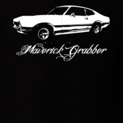 1973  MAVERICK GRABBER Side View With Model Dark Shirt