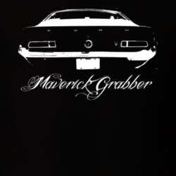 1975  MAVERICK GRABBER Rear View With  Model Dark Shirt