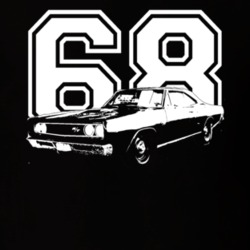 1968 DODGE CORONET 426 HEMI Side View With Year Dark Shirt