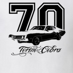 1970  TORINO COBRA Side View With Year And Model Name White Shirt
