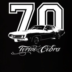 1970  TORINO COBRA Side View With Year And Model Name Dark Shirt