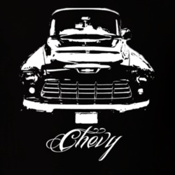 1955 Chevy Pickup Truck Grill View With Modle Name Dark Shirt