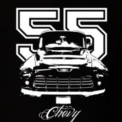 1955 Chevy Pickup Truck Grill View With Year And Model Name Dark Shirt