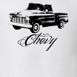 1955 Chevy Pickup Truck Side View With Model Name Light Shirt