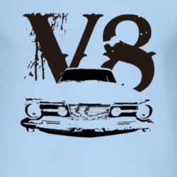 1965 Plymouth Barracuda Grill View V8 Faded Look Blue T Shirt
