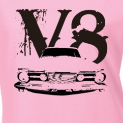 1965 Plymouth Barracuda Grill View V8 Faded Look Pink T Shirt