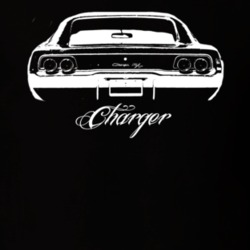 1968 DODGE CHARGER RT Rear View With Model Dark Shirt