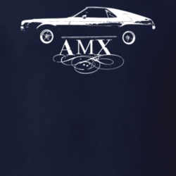 1969 AMC AMX Side View With Model Dark T Shirt