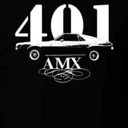 1969 AMC AMX Side View With Model and 401 Dark Shirt