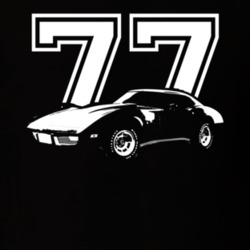 1977 CHEVROLET CORVETTE Side View Year Dark T Shirt