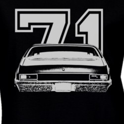 1971 Chevy Nova Faded Look Rear View With Year Dark T Shirt