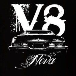 1973 Chevy Nova Faded Look Rear View V8 Model Dark Shirt