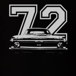 1972 Chevy Nova Grill View White Graphic With Year Dark Shirt