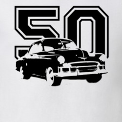 1950 Chevy Styleline Coupe Side Year Light Shirt