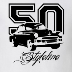 1950 Chevy Styleline Coupe Side Year Model Light Shirt