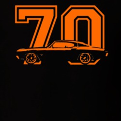 1970 Chevelle Side View Orange Graphic Year Dark T Shirt