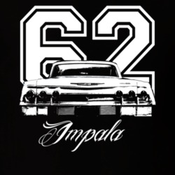 1962 Chevrolet Impala Rear View Year Model Black Graphic Light Shirt