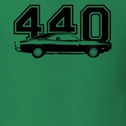 1970 Dodge Charger Side View Engine Size Black Graphic on Irish Green 