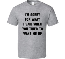 I'm Sorry For What I Said When You Tried To Wake Me Up T Shirt