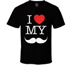 I Heart Love My Mustache Movember Worn Look Black T Shirt
