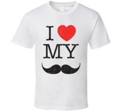 I Heart Love My Mustache Movember Worn Look White T Shirt