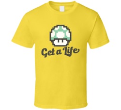 Get A Life Video Game Mushroom Worn Look T Shirt