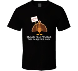 No Turkey Here Thanksgiving Peacock T Shirt