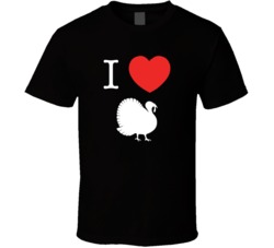 I Heart Turkey Love Thanksgiving Black T Shirt